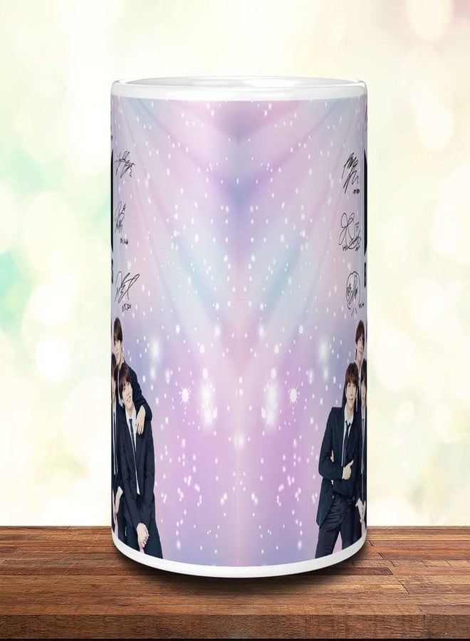 TrendoPrint كوب قهوة مطبوع عليه شعار BTS من تريندو برينت، سعة 350 مل، مع زجاجة ماء بسعة 600 مل مزودة بفوهة للشرب، هدية مثالية للبنات والأولاد والأطفال والنساء والرجال والأصدقاء والأحباب. - Image 3