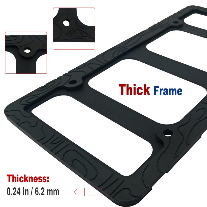 FBJTDQ Tuersan Topography Silicone License Plate Frames- 2 Pack Matte Black Mountain Design Car Tag Holder Cover with Screws Caps, Present for Hiking & Outdoor Sports Men - Image 4