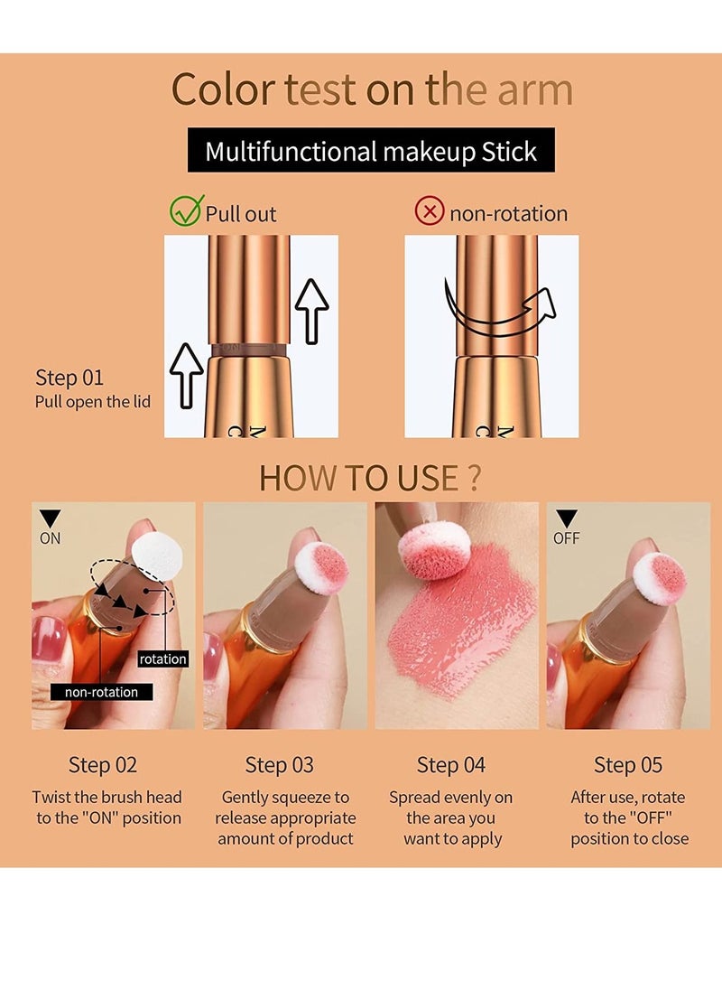 HelloKiss Liquid Blush Stick Beauty Stick Cream Blush Liquid Makeup Pen for Cheeks Beauty Blush Stick with Cushion Applicator Multifunctional Makeup Beauty Stick #01  - Image 5
