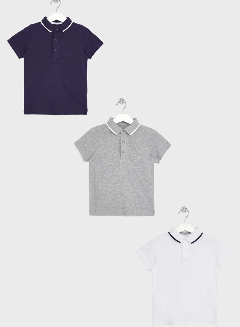 mothercare Kids 3 Pack Assorted Polo