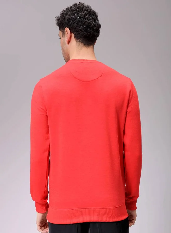 شركة المرآب الهندية Men Regular Fit Placement Print Crew Neck Overhead Sweatshirt