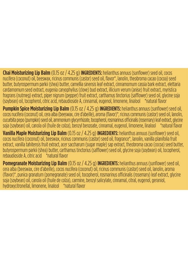 Burt's Bees - Burts Bees 100% Natural Moisturizing Lip Balm, Winter Variety Pack, Chai Tea, Pumpkin Spice, Vanilla Maple, Pomegranate, 4 Tubes of Lip Balm, 0.15 Ounce (Pack of 4) - Image 1