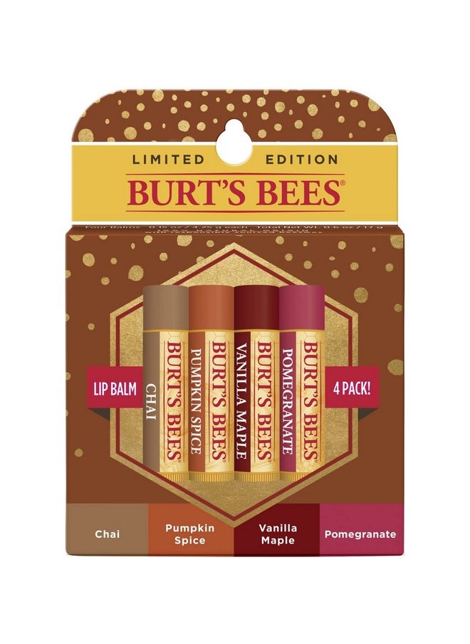 Burt's Bees - Burts Bees 100% Natural Moisturizing Lip Balm, Winter Variety Pack, Chai Tea, Pumpkin Spice, Vanilla Maple, Pomegranate, 4 Tubes of Lip Balm, 0.15 Ounce (Pack of 4) - Image 1