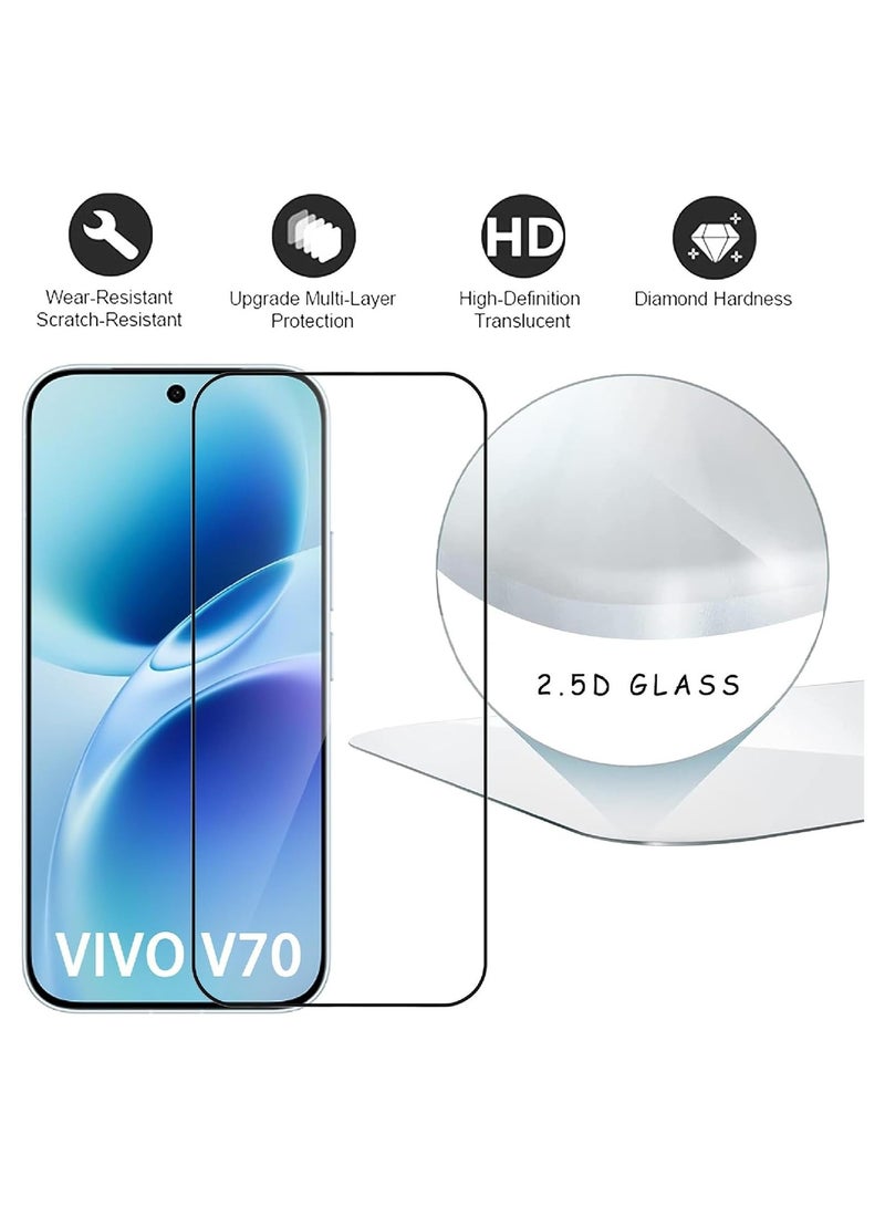 عام [عبوة من 3 قطع] واقي شاشة متوافق مع Vivo V70 5G، زجاج مرن فائق الشفافية، رفيع للغاية، متوافق مع الحافظات، عالي الحساسية، مقاوم للخدش، وخالٍ من الفقاعات. - Image 2