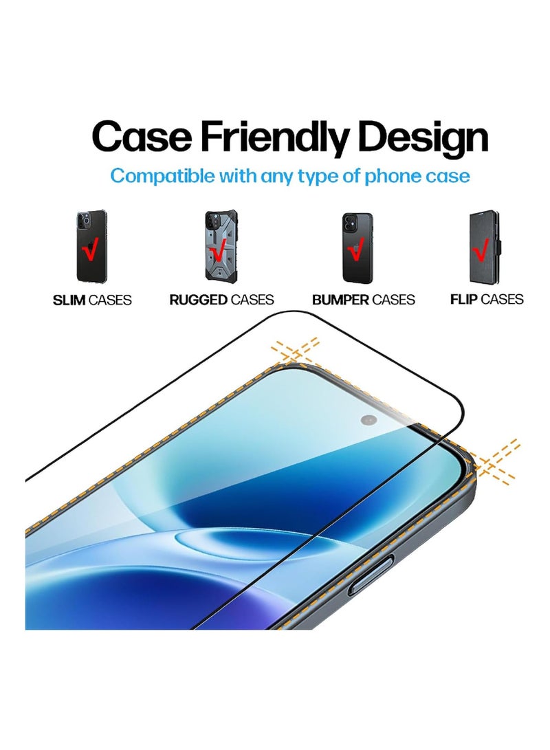 عام [عبوة من 3 قطع] واقي شاشة متوافق مع Vivo V70 5G، زجاج مرن فائق الشفافية، رفيع للغاية، متوافق مع الحافظات، عالي الحساسية، مقاوم للخدش، وخالٍ من الفقاعات. - Image 3