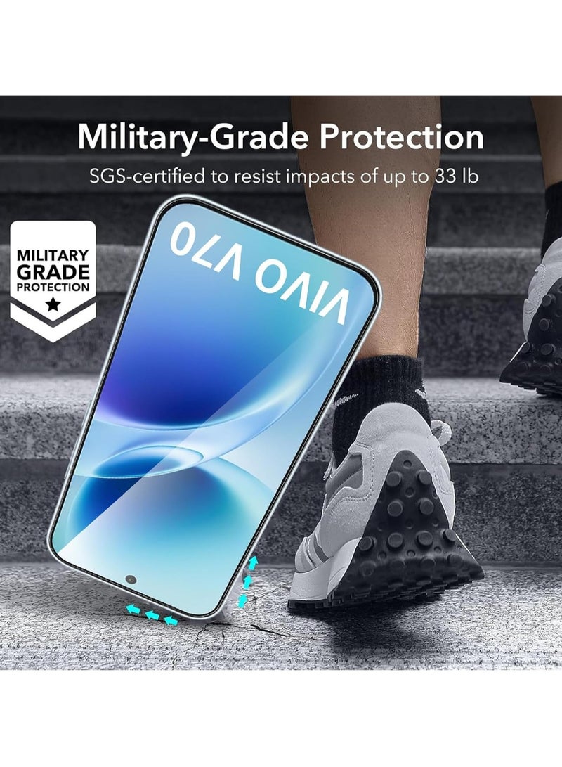 عام [عبوة من 3 قطع] واقي شاشة متوافق مع Vivo V70 5G، زجاج مرن فائق الشفافية، رفيع للغاية، متوافق مع الحافظات، عالي الحساسية، مقاوم للخدش، وخالٍ من الفقاعات. - Image 5