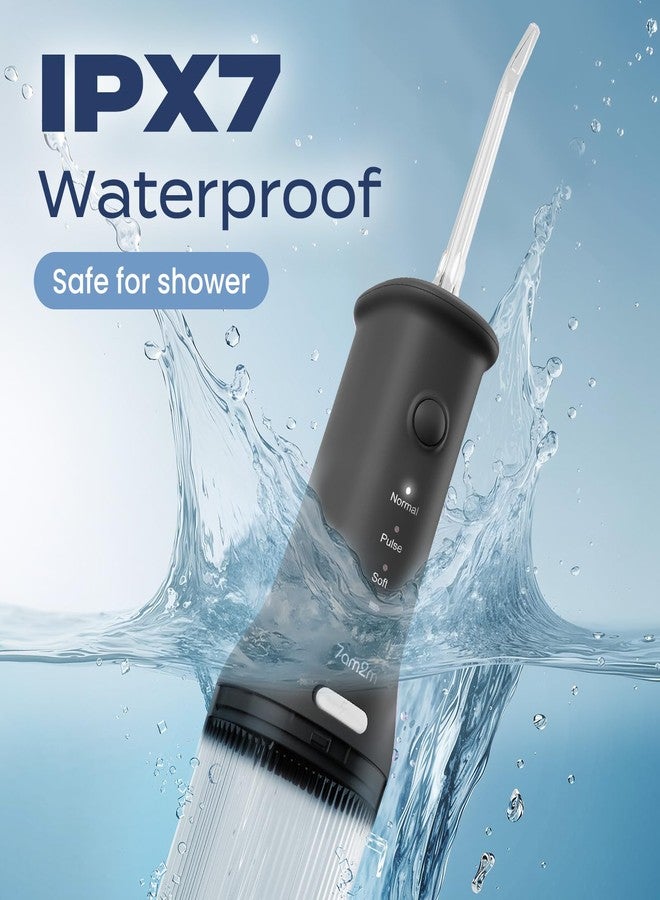 7AM2M Portable Cordless Water Flosser, Oral Irrigator with 3 Modes & 2 Tips, Fast Rechargeable, IPX7 Waterproof, Dental Water Flosser for Travel and Home Use (Black - Image 5