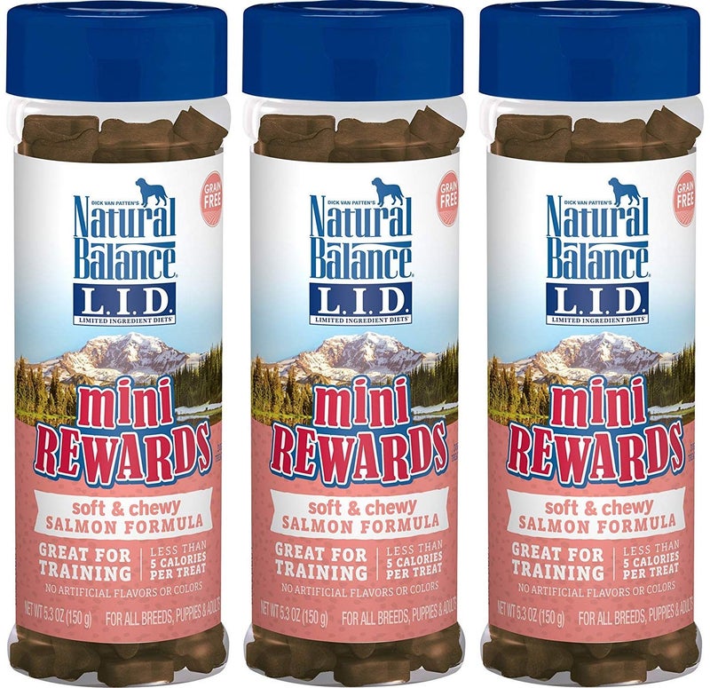 Natural Balance Limited Ingredient Diets Mini Rewards Soft and Chewy Dog Treats (Salmon, 3 Pack / 5.3-Ounces Each)