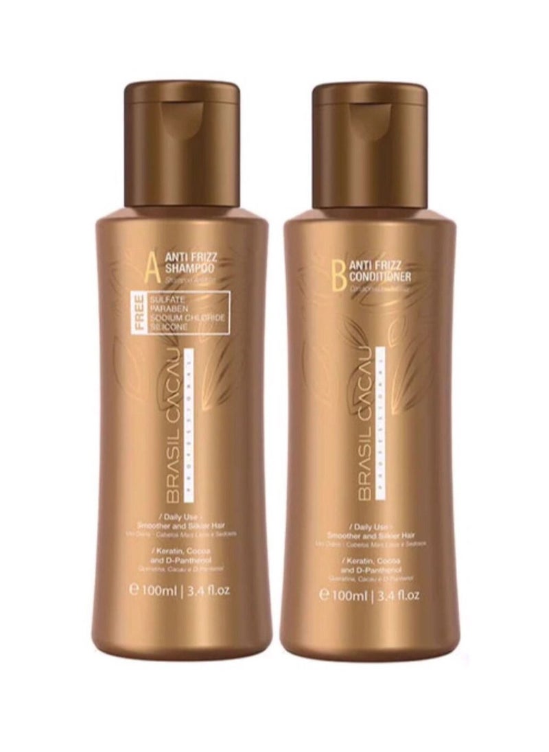 Brasil Cacau Brasil Cacau Sulfate Free Anti Frizz Shampoo and Conditioner 100ml 