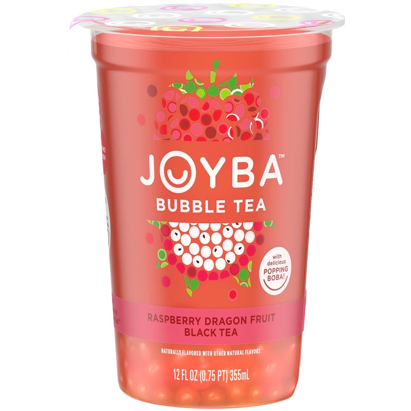 Joyba Raspberry Dragonfruit Flavored Black Bubble Tea, 12 fl oz Cup