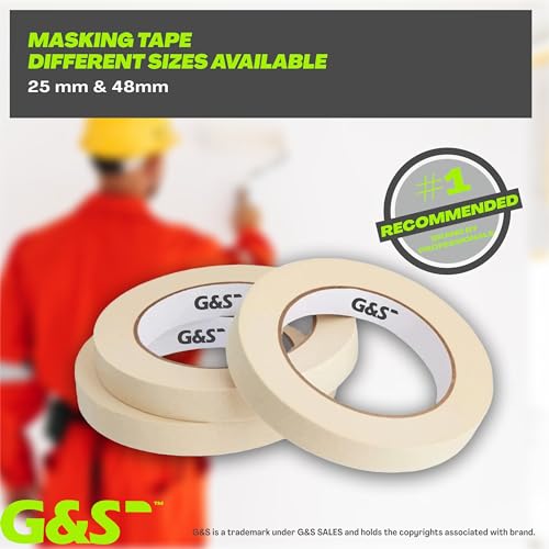 G@S G&S Masking Tape for Painting I Painter Tape - Easy to Tear, 1st choice for Carpenter, Artists, Labelling and Painting. Leaves no residue (Width- 25mm/1 Inch x 20 meter in length) (1) - Image 4