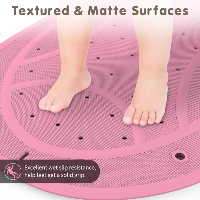 JOYCANO Bathtub Mat Non Slip, Shower Mat for Kids with Natural Rubber no Plastic Smells, Baby Bath Mat for Tub Non Slip with Strong Suction Cups, 30"x18", PVC-Free, Safe Comfortable Fun for Kids, Pink - Image 3