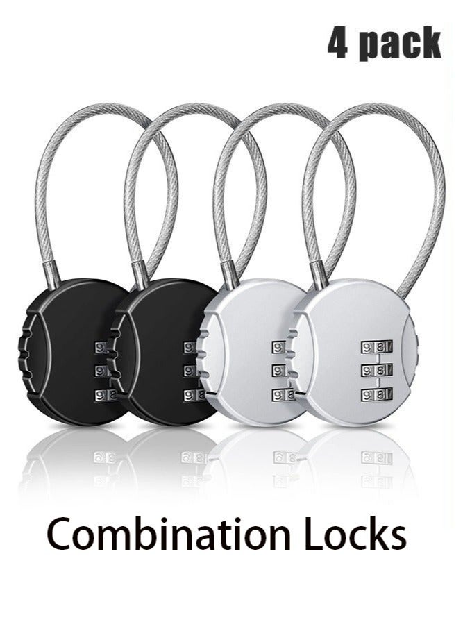 4 Pieces 3 Digit Combo Number Locks, Combination Locks, Luggage Lock Waterproof Travel Padlocks for School Gate Fence Cabinet Toolbox Suitcase Gym, Hasp Storage (Black, Silver ) - Image 1