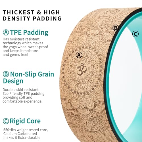 FARINOK Yoga Wheel Set, Upgraded Back Wheels for Pain Relief & Stretching, Strongest Back Roller for Deep Tissue Massage, Improving Yoga Poses Backbend (CORK) - Image 3