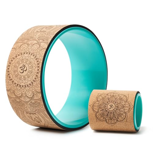 FARINOK Yoga Wheel Set, Upgraded Back Wheels for Pain Relief & Stretching, Strongest Back Roller for Deep Tissue Massage, Improving Yoga Poses Backbend (CORK) - Image 1