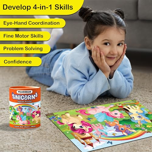 WONDRBOX Jigsaw Puzzle for Kids for Age 5 6 7 Years Boys and Girls | 60 Pieces | Size 15X10 Inches (Unicorn Puzzle) - Image 3