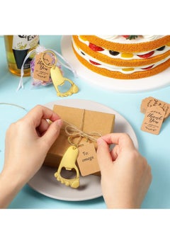Y&D 20 Pieces Footprint Keychain Bottle Opener Baby Shower Favors for Guest Souvenirs Supplies and Decorations with Organza Bags Tags Rope (Gold)  - Image 5