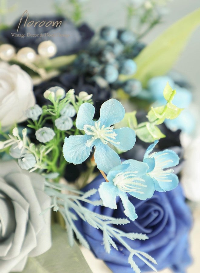 Floroom Artificial Greenery Stems Box Set, 59pcs with 7 Kinds of Faux Flowers Picks for DIY Bridal Bouquets Wedding Floral Arrangement Table Centerpieces, Blue & White - Image 4