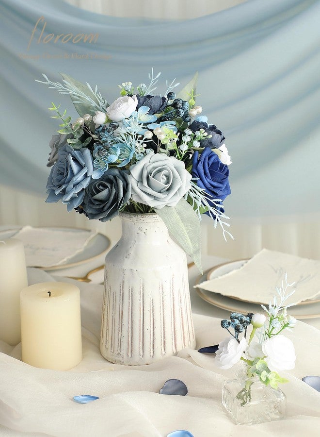 Floroom Artificial Greenery Stems Box Set, 59pcs with 7 Kinds of Faux Flowers Picks for DIY Bridal Bouquets Wedding Floral Arrangement Table Centerpieces, Blue & White - Image 2