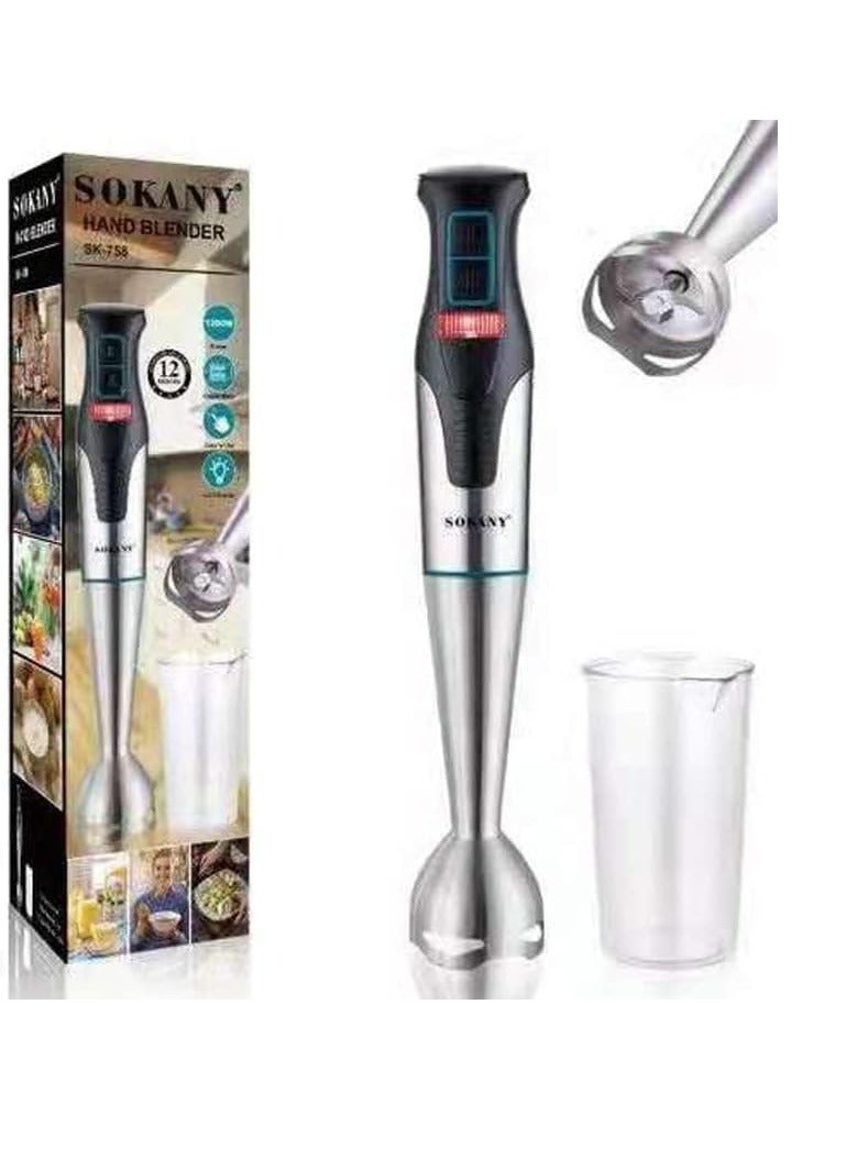 sokany Sokany sk-758  electric hand blender stainless steel + cup 1200 watt - with ice crushing blades - copper motor - Image 4