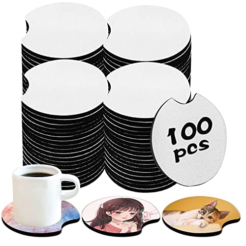 NEOACT 100 PCS Sublimation Blank Car Coasters, 2.75 in Circular Opening Blank Sublimation Coasters for Thermal Sublimation DIY Crafts,Car Coasters. - Image 1