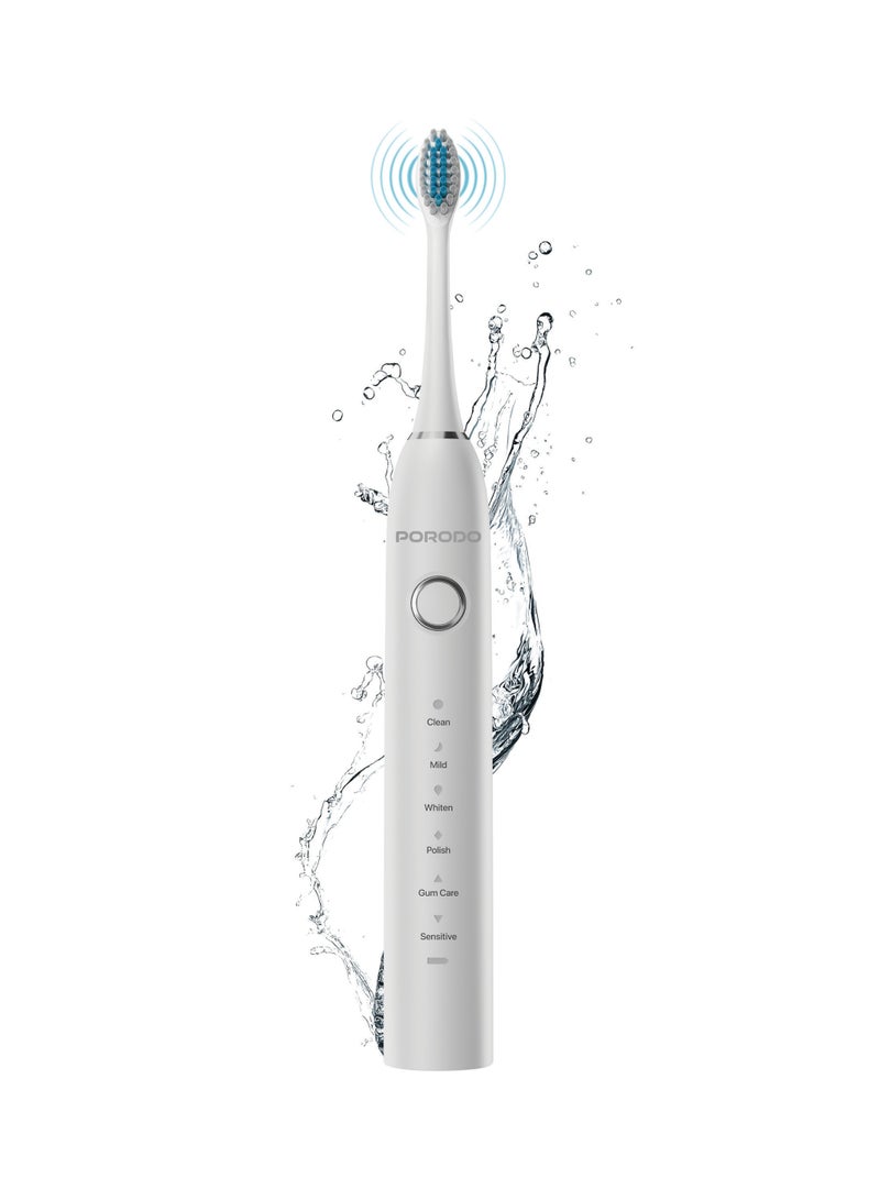 porodo Smart Sonic Electric Toothbrush with Memory Function & Powerful Sonic Cleaning / Customizable Clean Modes / Dupont Bristles / IPX7 Water Resistant / 30Days on Full Charge - White - Image 1