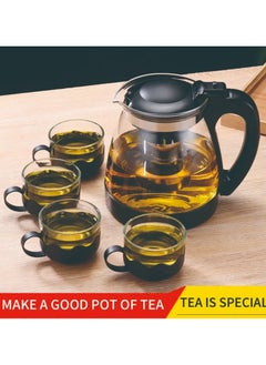 XiuWoo Tea Pot Set (With 4 Lotus Cups) Transparent/Black 2000ml  - Image 2