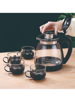 XiuWoo Tea Pot Set (With 4 Lotus Cups) Transparent/Black 2000ml  - Image 4