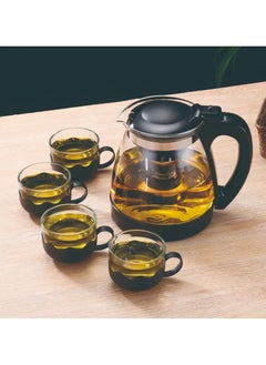 XiuWoo Tea Pot Set (With 4 Lotus Cups) Transparent/Black 2000ml  - Image 5