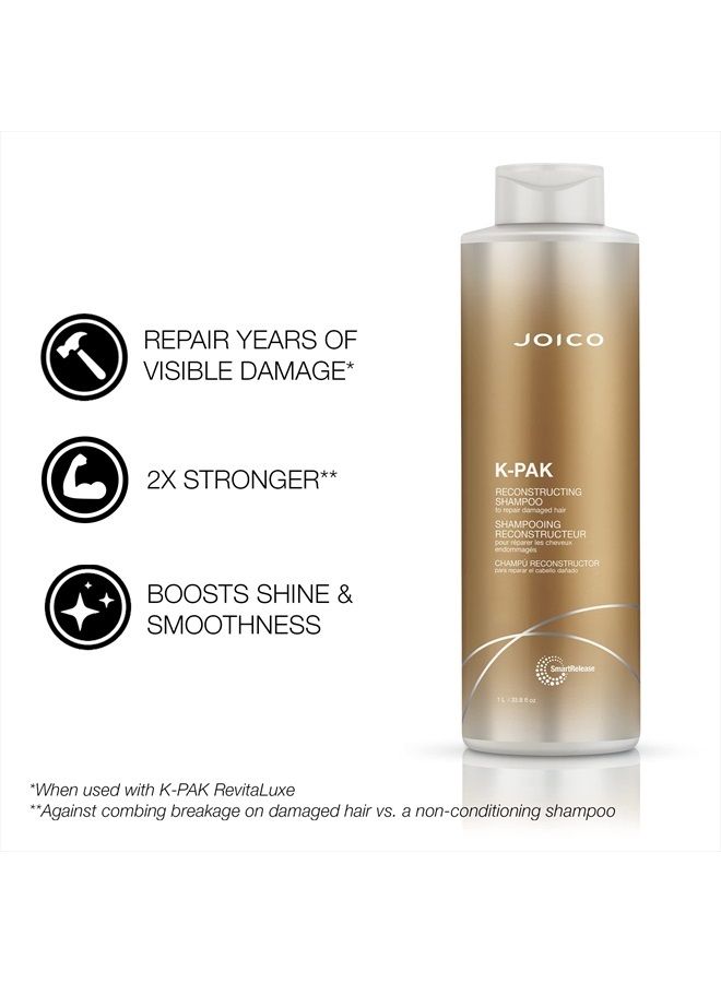 JOICO K-PAK Daily Reconstructing Shampoo | For Damaged Hair | Repair & Prevent Breakage | Boost Shine | With Keratin & Guajava Fruit Extract | 33.8 Fl Oz - Image 2