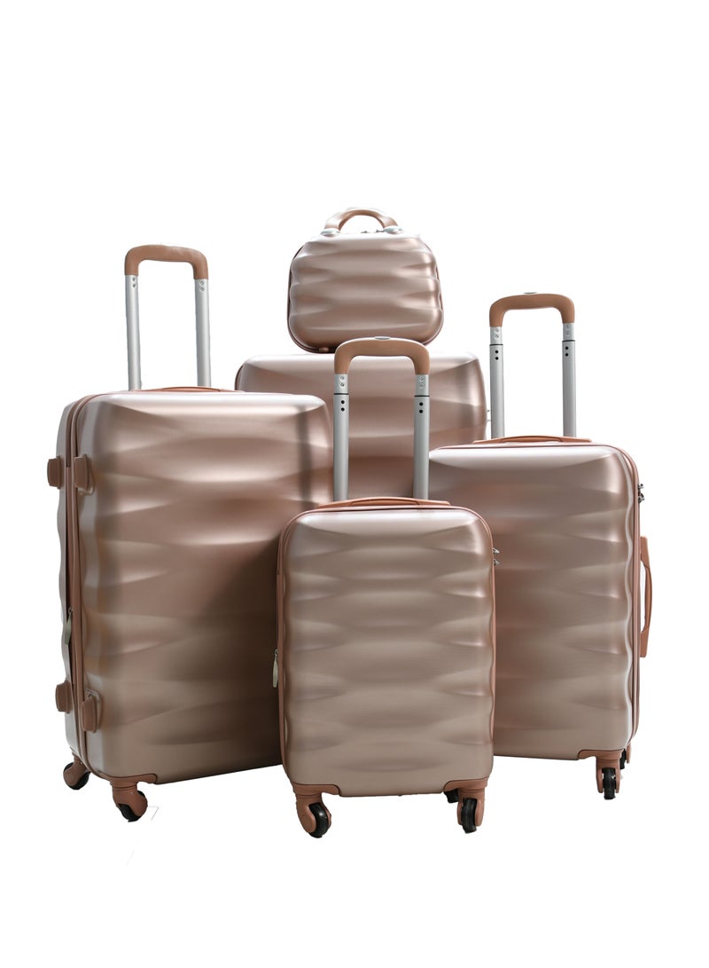 مورانو طقم حقائب سفر مورانو 5 قطع بعجلات مقاس 30/26/22/18/12  بوصة (روز قولد) - Image 1