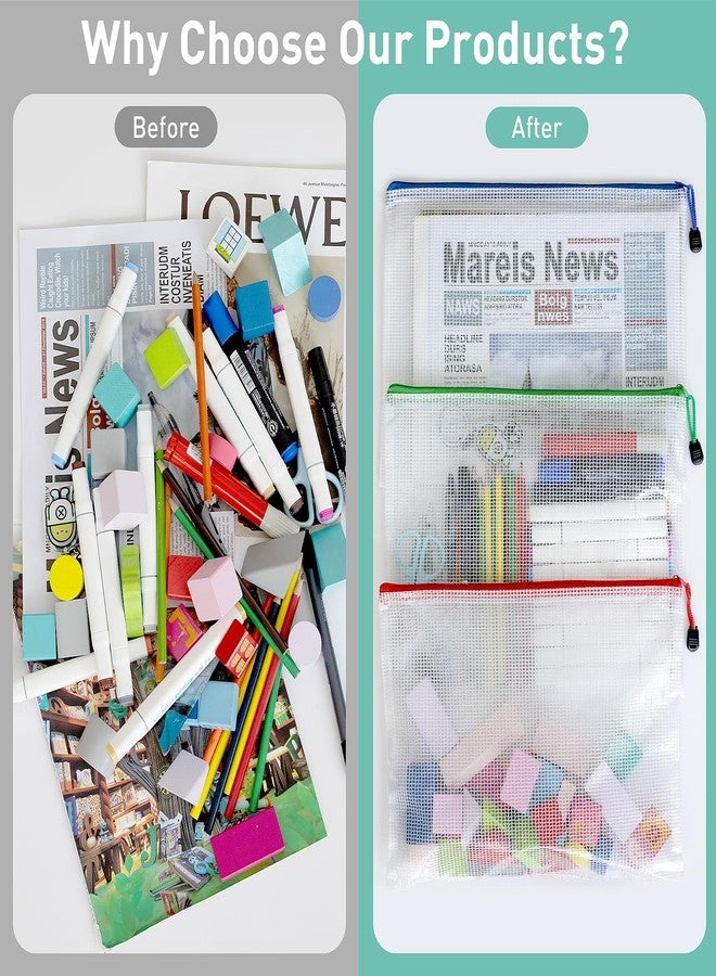 VVCOIIROEI 32pcs Mesh Zipper Pouch Bags, B5 Zipper Pouch, Mesh Bags With Zipper, Plastic Zipper Pouches, 8 Colors Zipper Pouches for Organizing, Board Game Storage, Travel, School Office organize - Image 4