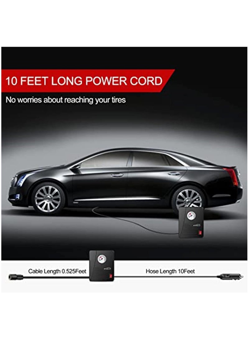 Air Compressor Tire Inflator, Portable DC 12V 100PSI Auto Air Pump, Classic Pressure Gauge and Emergency LED Light, Car Tire, Bicycle, Basketball and Other Inflatables - Image 2