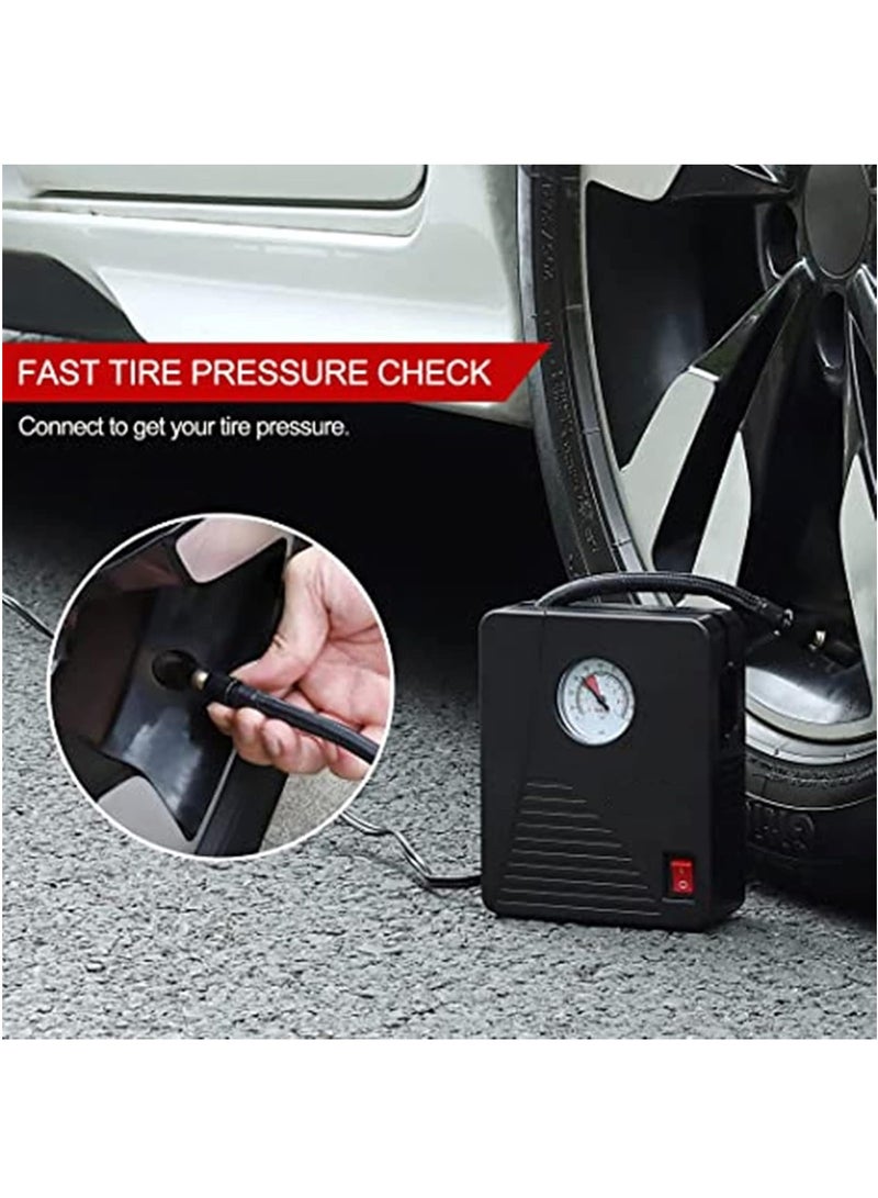 Air Compressor Tire Inflator, Portable DC 12V 100PSI Auto Air Pump, Classic Pressure Gauge and Emergency LED Light, Car Tire, Bicycle, Basketball and Other Inflatables - Image 5