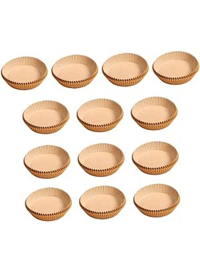 Air Fryer Disposable Round Baking Paper Liners 50pcs Natural Color Non Stick Oil Absorbing Heat Resistant - Image 1