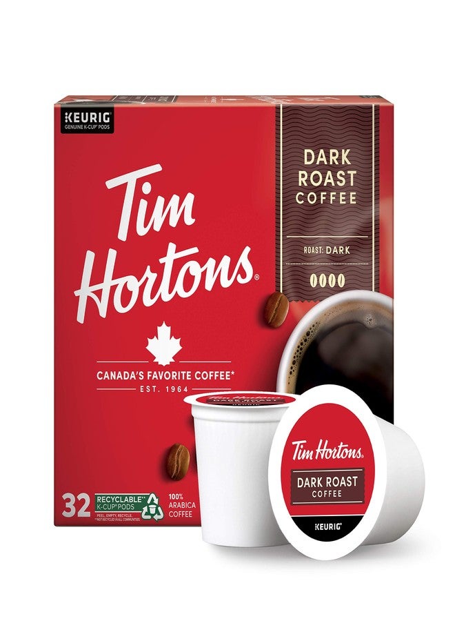 Tim Hortons Dark Roast Coffee, Single-Serve K-Cup Pods Compatible with Keurig Brewers, 32ct K-Cups,Red - Image 1