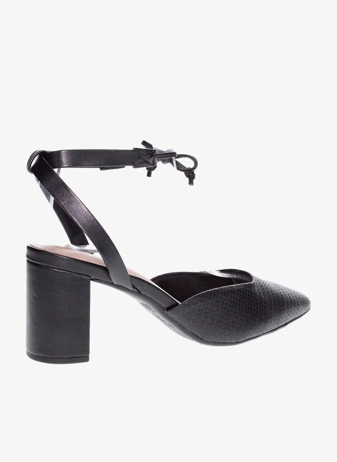 Beira Rio Black Mid Heels Sandals for Women – Sling Back Heel Sandals for Girls with Ankle Strap for Women | Best Price UAE