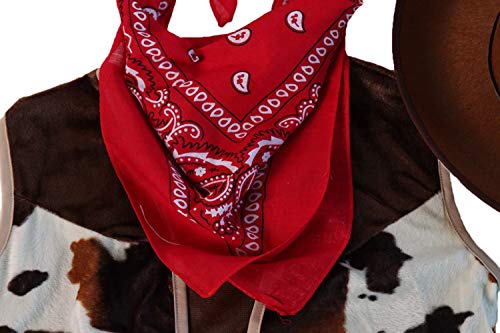 Making Believe Kids Western Rodeo Cowboy or Cowgirl Basic Costume Set - Vest, Brown Hat, Bandanna - Size 6-8 - Image 2