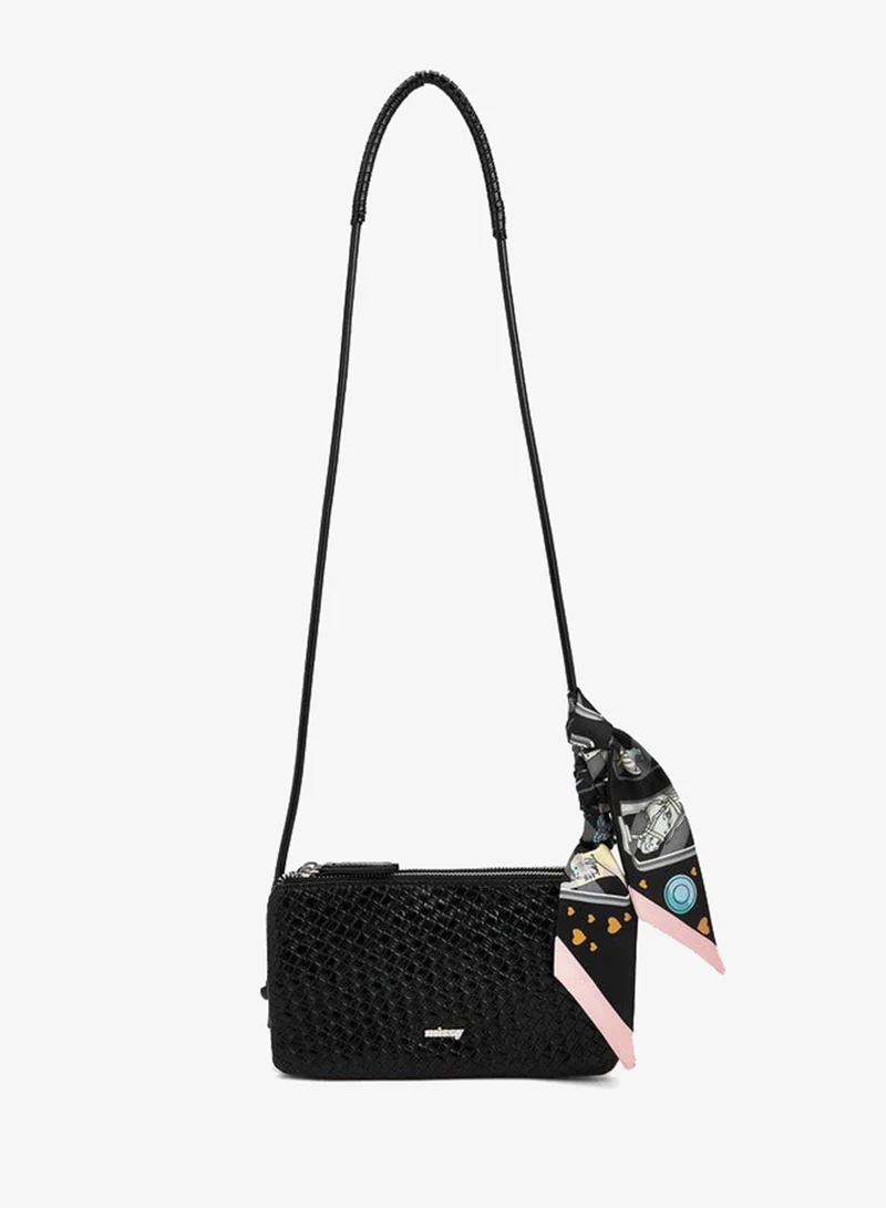 ميسي Textured Crossbody Bag With Strap Handle