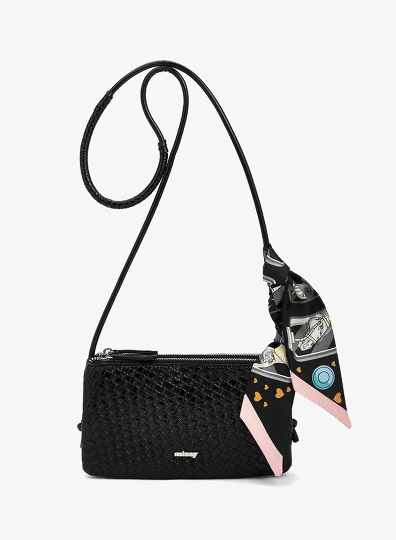 ميسي Textured Crossbody Bag With Strap Handle