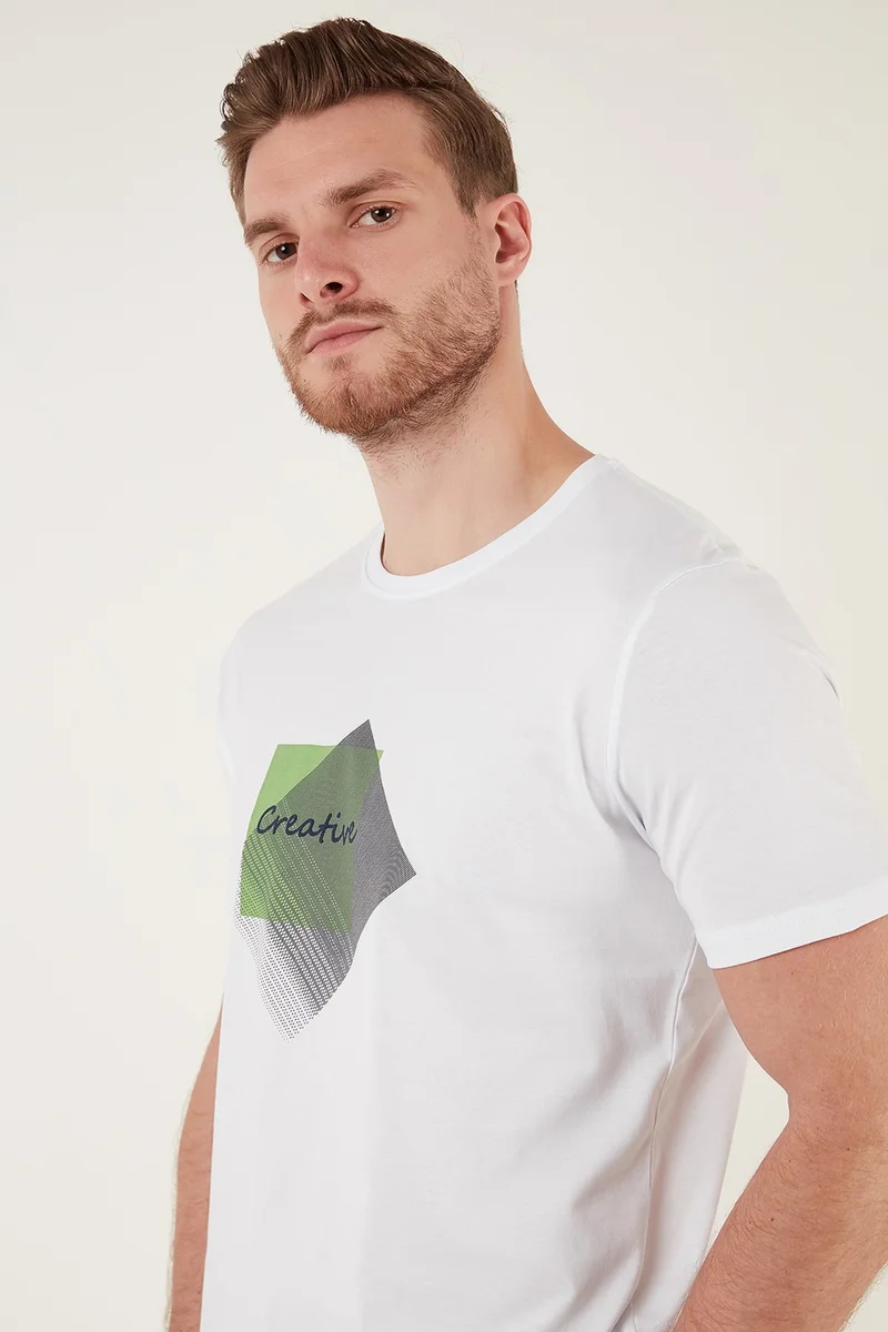 Buratti Printed Crew Neck Cotton Slim Fitt Shirt Men's T Shirt 646R3940