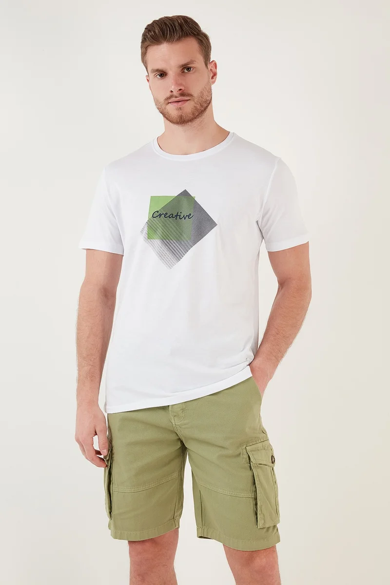 Buratti Printed Crew Neck Cotton Slim Fitt Shirt Men's T Shirt 646R3940
