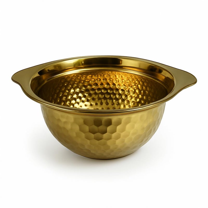 SHREESAMP SHREESAMP Food Grade Stainless Steel Cooking & Serving Bowl | 24.5 Inch Party Decorative and Dinnerware Bowl | Perfect for Everyday Use Fruit Pot Home, Parties and Event Decor | Heat Resistant Handle  - Image 1