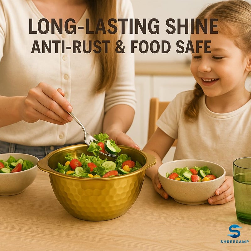 SHREESAMP SHREESAMP Food Grade Stainless Steel Cooking & Serving Bowl | 24.5 Inch Party Decorative and Dinnerware Bowl | Perfect for Everyday Use Fruit Pot Home, Parties and Event Decor | Heat Resistant Handle  - Image 5