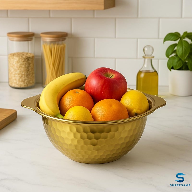 SHREESAMP SHREESAMP Food Grade Stainless Steel Cooking & Serving Bowl | 24.5 Inch Party Decorative and Dinnerware Bowl | Perfect for Everyday Use Fruit Pot Home, Parties and Event Decor | Heat Resistant Handle  - Image 4