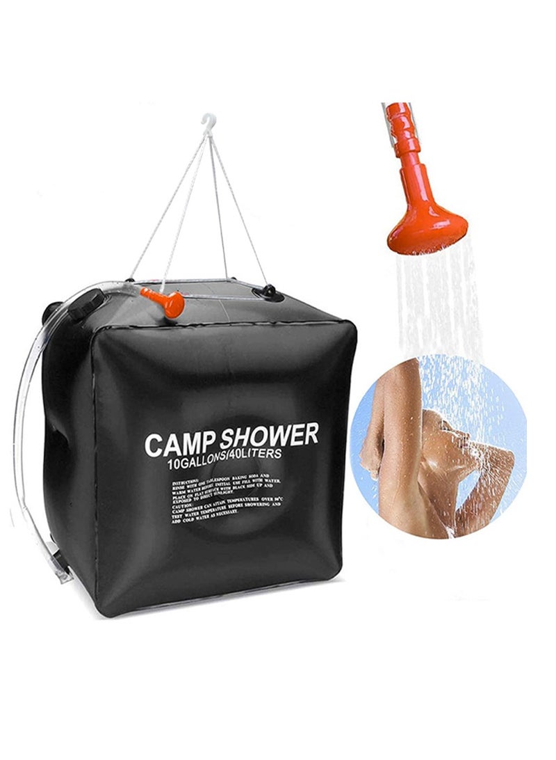 ارواق حقيبة استحمام للتخييم بالطاقة الشمسية، حقيبة استحمام مريحة للسفر والتخييم في الهواء الطلق مع خرطوم قابل للطي وفوهة تبديل، حقيبة استحمام متينة سريعة التسخين للتخييم والمشي لمسافات طويلة وصيد الأسماك - Image 1