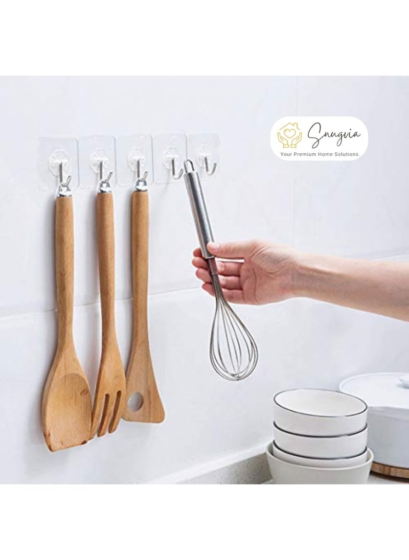 Snugvia Snugvia Sticky Wall Hooks Pack of 15 Heavy Duty Self Adhesive Hooks Waterproof Oilproof Reusable Wall Hangers for Kitchen Bathroom Shower Outdoor Use Transparent Utility Hooks  - Image 3
