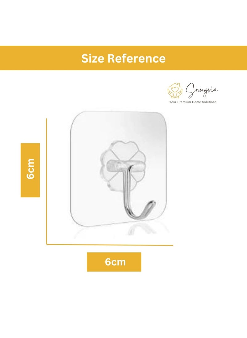 Snugvia Snugvia Sticky Wall Hooks Pack of 15 Heavy Duty Self Adhesive Hooks Waterproof Oilproof Reusable Wall Hangers for Kitchen Bathroom Shower Outdoor Use Transparent Utility Hooks  - Image 5