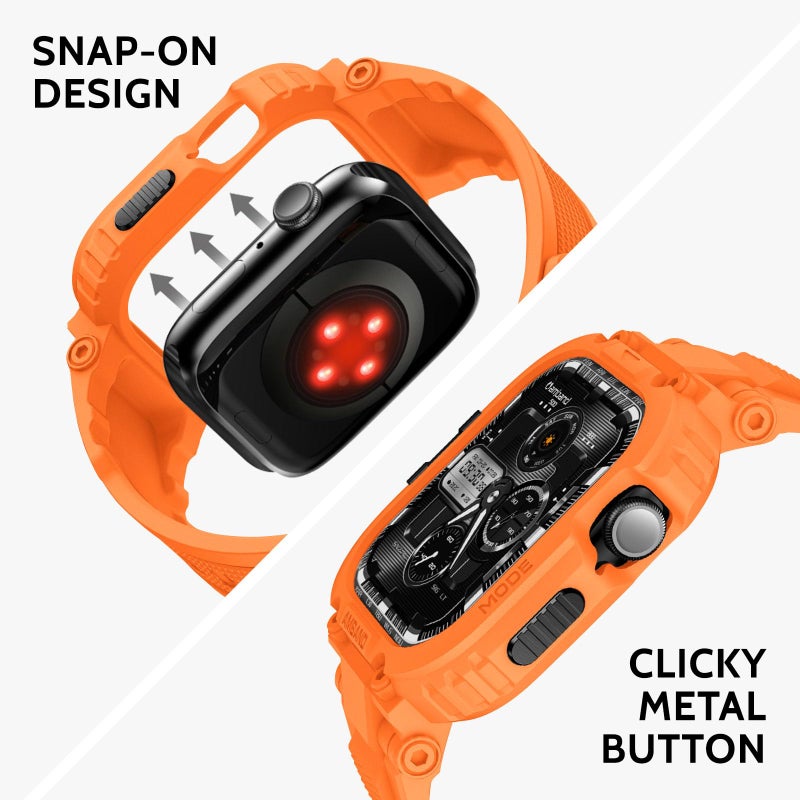 amBand Bands Case Compatible with Apple Watch Series 11/10 46mm for Men, M1 Sport Rugged Heavy Duty Cover Tactical Strap Military Grade Protective Bumper Protector for iWatch 46 mm Men, Orange - Image 5