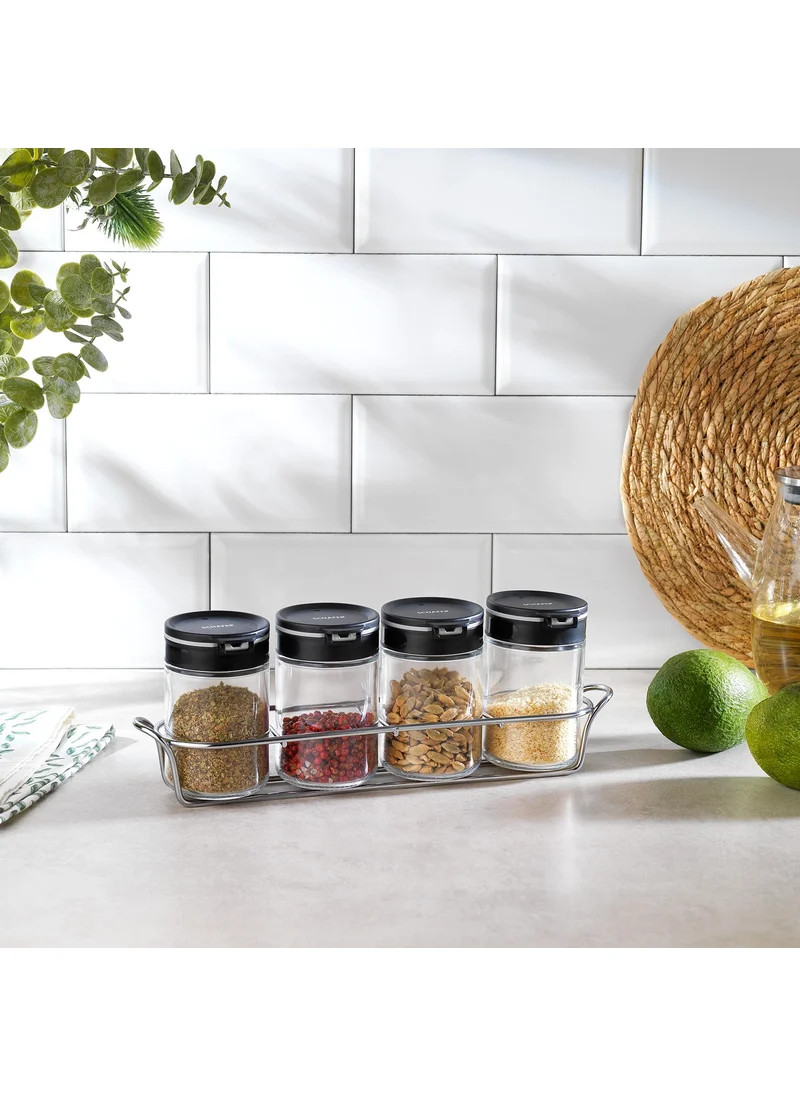 Schafer Clark Spice Set with Stand 200 Ml-5 Piece-Black